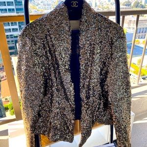 Mustard Seed Gold Sequin Crop Blazer Jacket